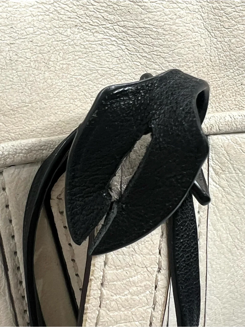 Coach Black Leather Loop Signature C Bag Charm Keychain Gold Tone Hangtag EUC